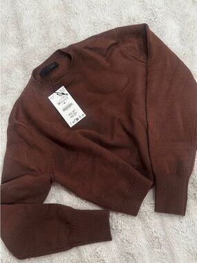 Zara Women's Brown Crewneck Sweater